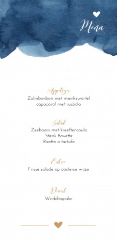 Menu bij trouwkaart Watercolor