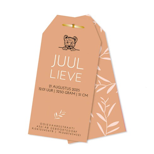 Stoer en lief geboortekaartje labels leopard panter - Juul