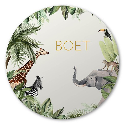 Behangcirkel met jungle dieren 60x60 - Boet