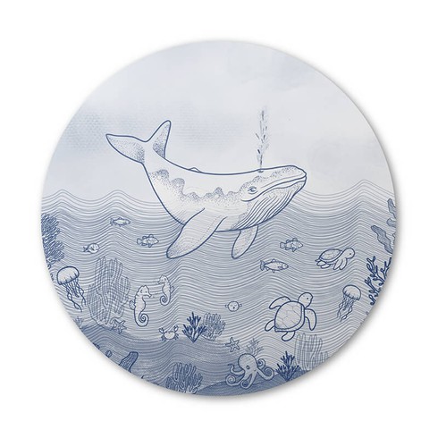 Behangcirkel onderwater met walvis 40x40 - Dex