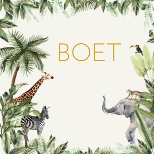 Dubbel geboortekaartje jungle dieren - Boet