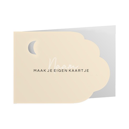 Zelf maken geboortekaartje met wolk vorm en maan doorkijkje