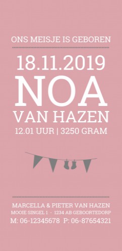 Geboortekaartje Noa DIY Letterpress like