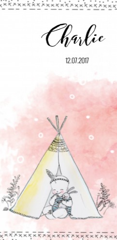 Geboortekaartje tipi indiaantje watercolor - JH