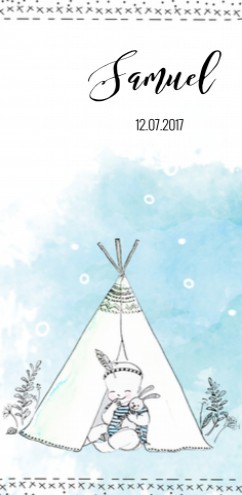 Geboortekaartje tipi jongen watercolor - JH