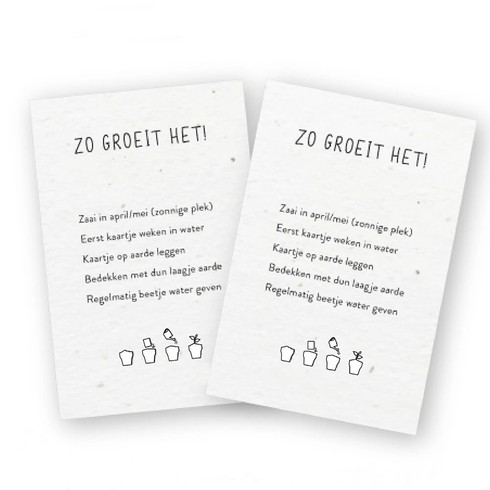 Groeipapier instructie kaartje - Katoen bloemenmix