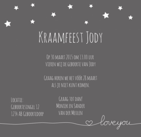 Kraamkaartje - Jody - SC