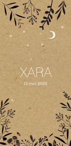 Echt kraft geboortekaartje met takjes botanisch - Xara