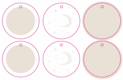 Labeltjes rond 6 stuks - Maan en sterren