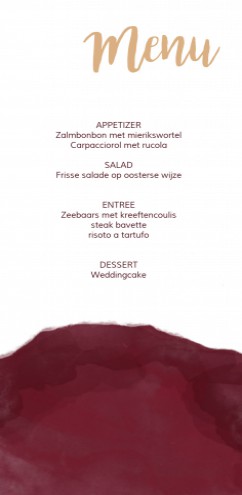 Menu bij trouwkaart Bordeaux