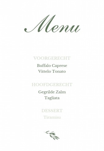 Menu bij trouwkaart Olive