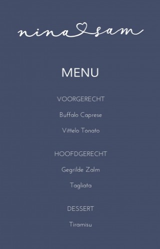 Menu bij trouwkaart Love