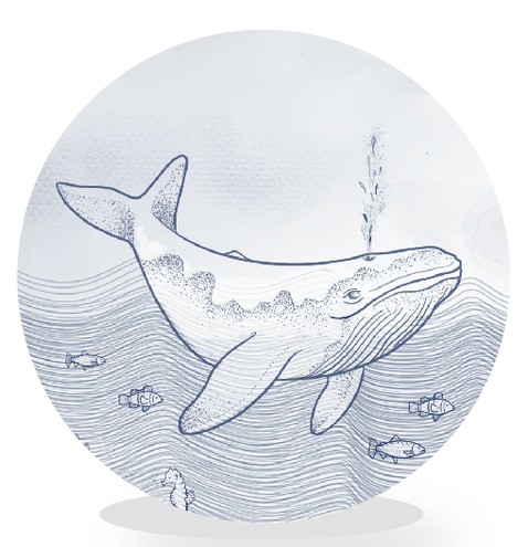 Sluitsticker met oceaandieren en walvis