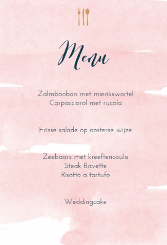 Menu bij trouwkaart Watercolor