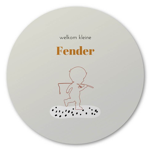 Ronde raamsticker spelende jongen 60x60 - Fender