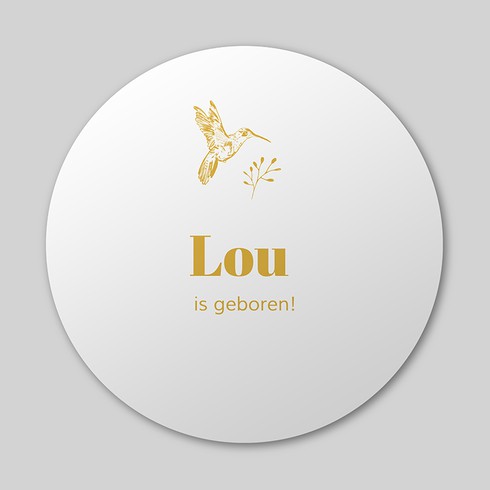 Ronde raamsticker met vogel en bloem 40x40 - Lou