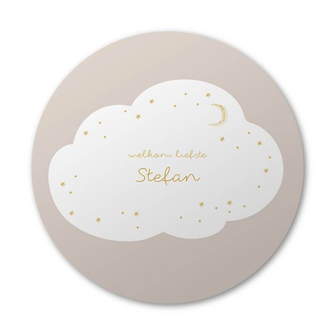 Ronde raamsticker met wolk, sterren en maan 40x40 - Stefan