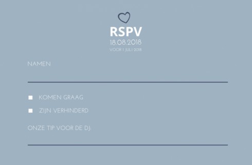 RSVP bij trouwkaart Hartjesnamen