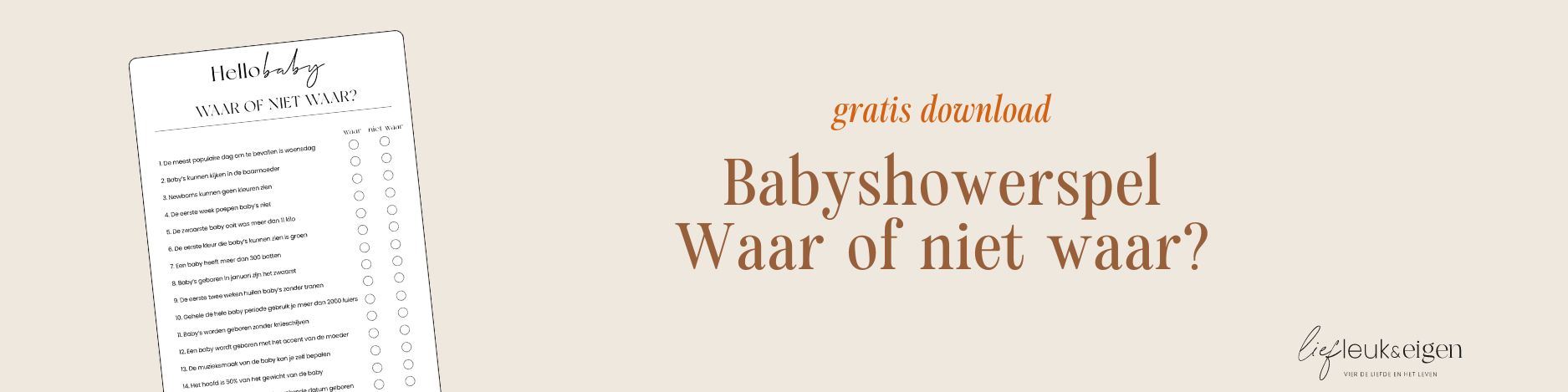 Babyshowerspel waar of niet waar, test de babykennis gratis download