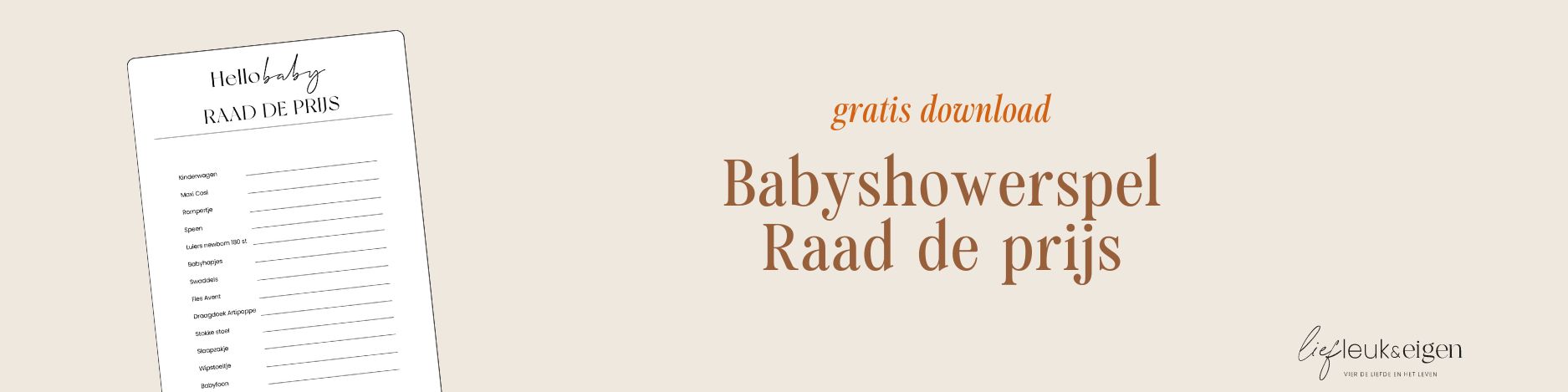 Babyshowerspel gratis download, raad de prijs