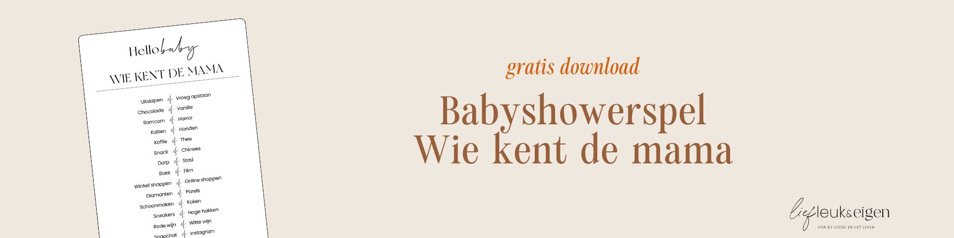 Babyshowerspel Wie kent de mama gratis download